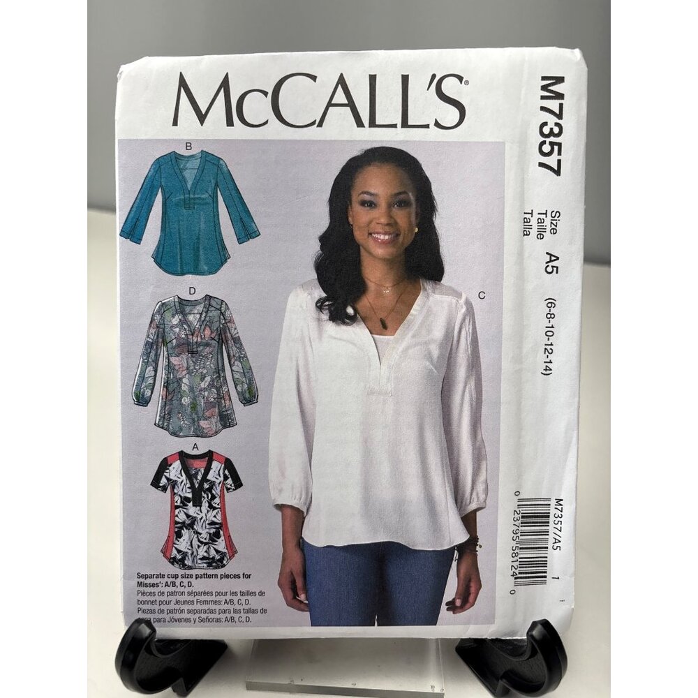 Misses Pullover Top Sewing Pattern McCalls M7357 Size 6-8-10-12-14 Uncut Design